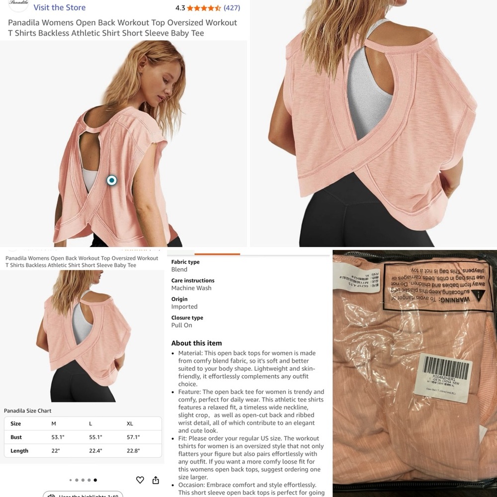NWT Open Back Workout Top